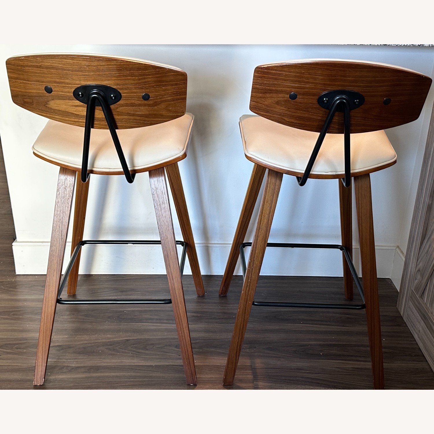 Benzara Cream 28.5-in H Tall Upholstered Wood Bar Stool - image-2