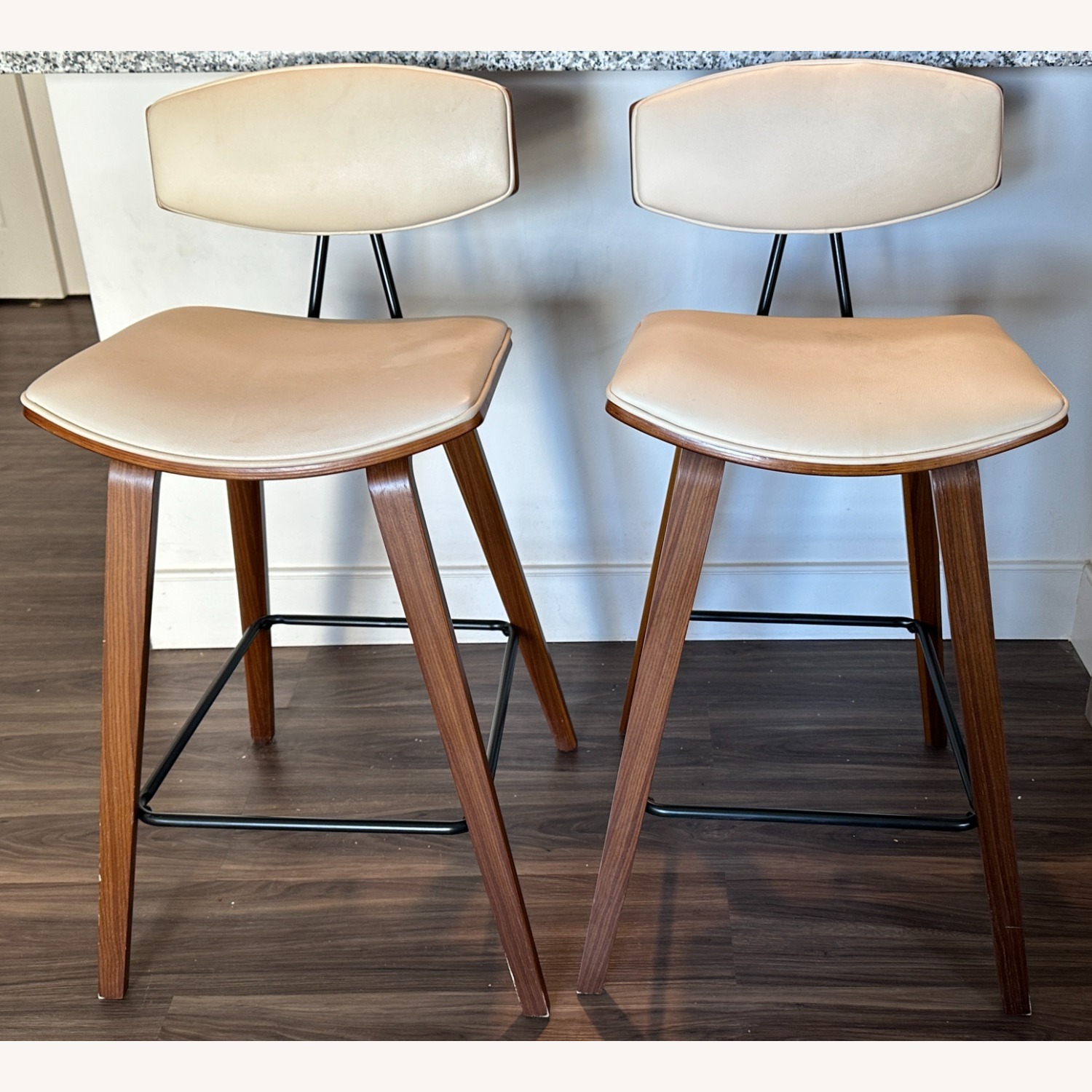 Benzara Cream 28.5-in H Tall Upholstered Wood Bar Stool - image-1