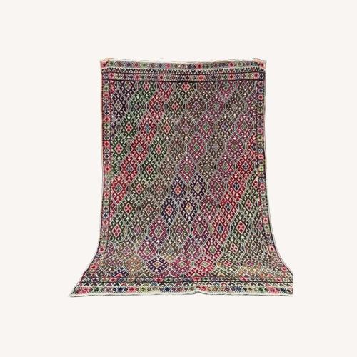 Used Vintage Wool Turkish Kilim Area Rug 5' x 7' Pink for sale on AptDeco