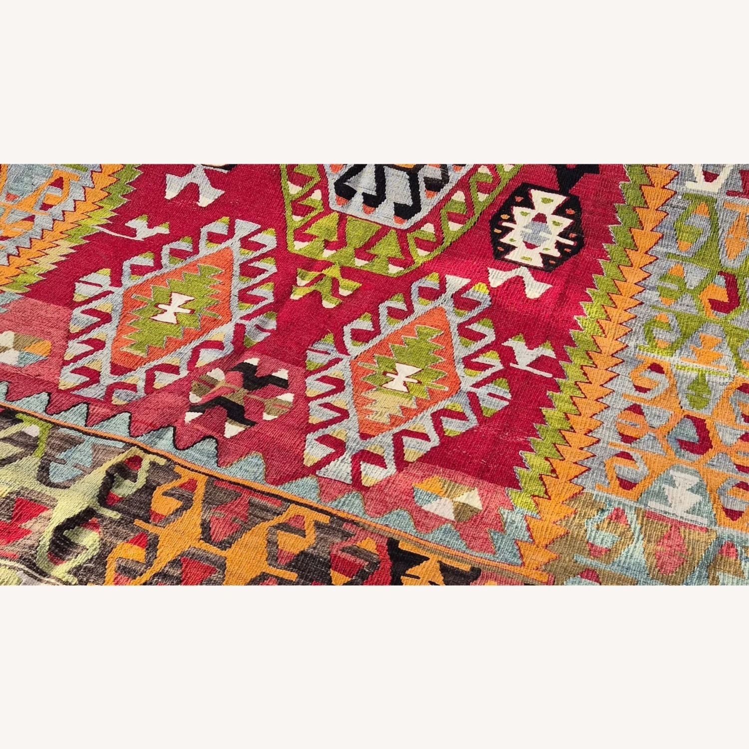 Turkish Handwoven Rug | Mid-Century Oriental Kilim - image-2