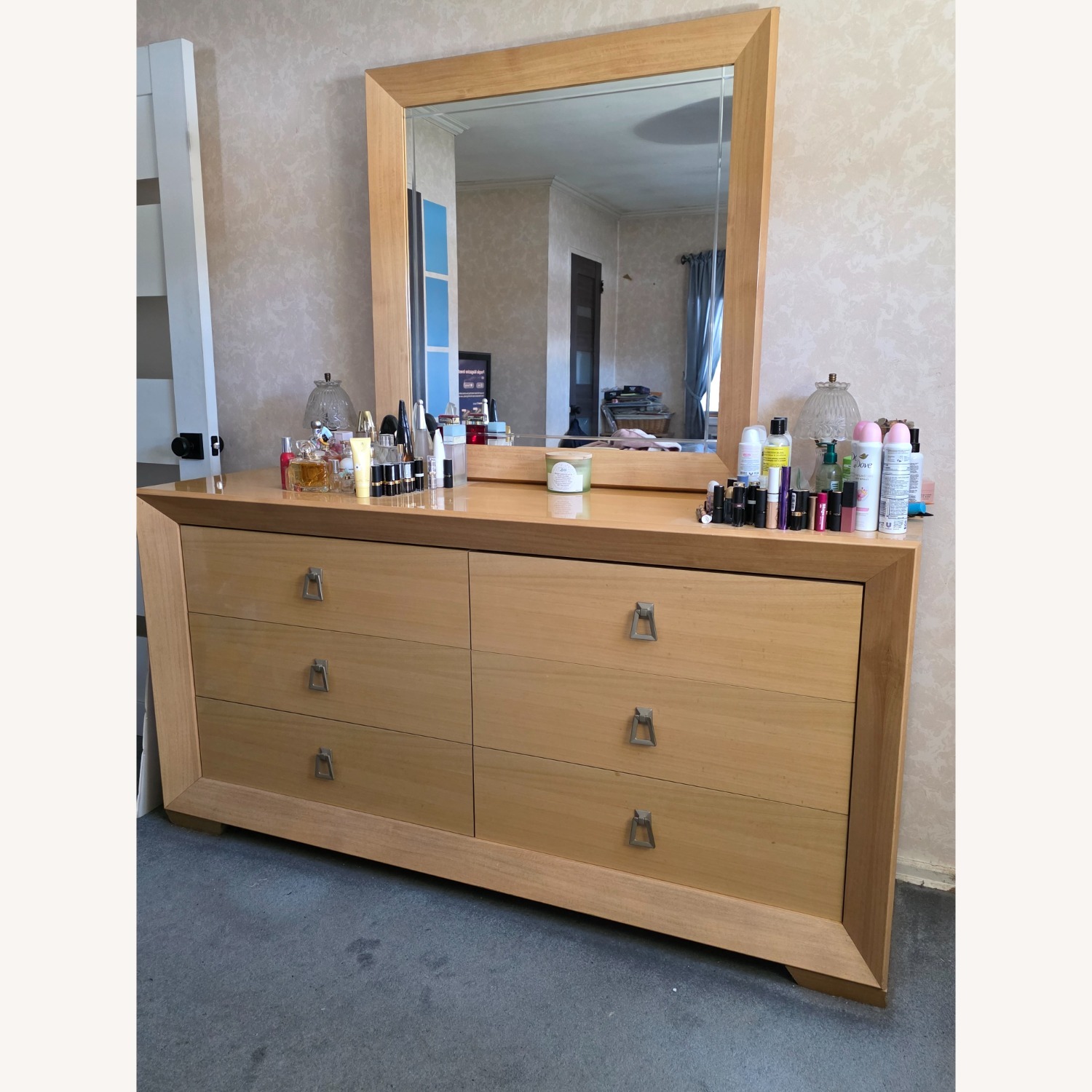 Seaman's Furniture Light Brown Dresser W Mirror  - image-1