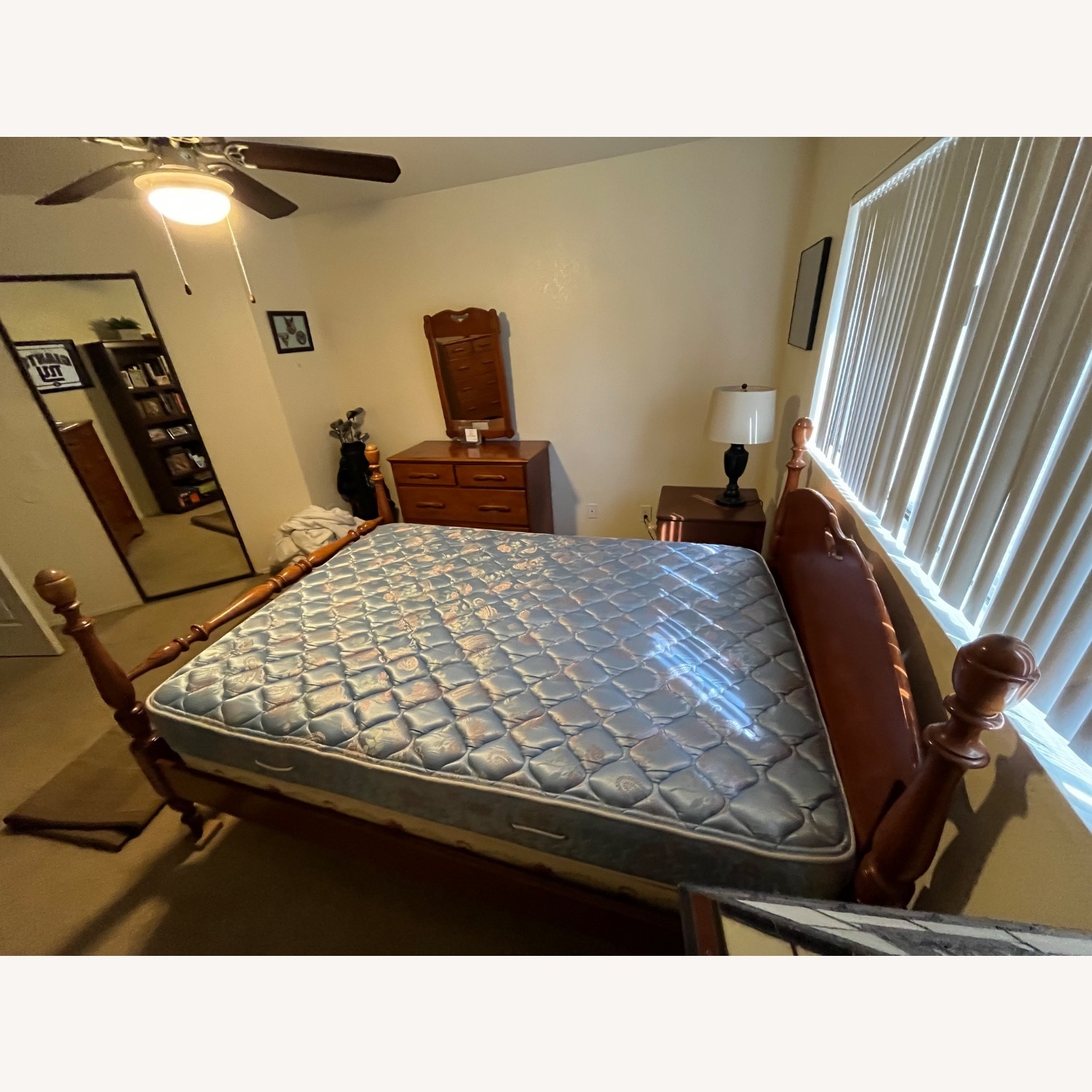 Light Brown Wood Full Bed - image-1