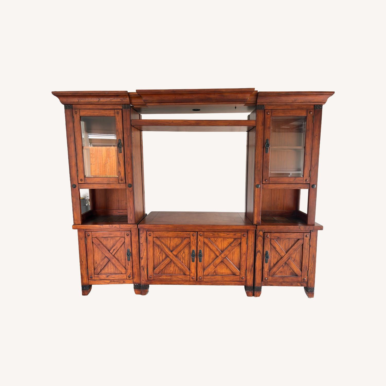 Vintage/Antique Natural Wood Media Storage - image-0