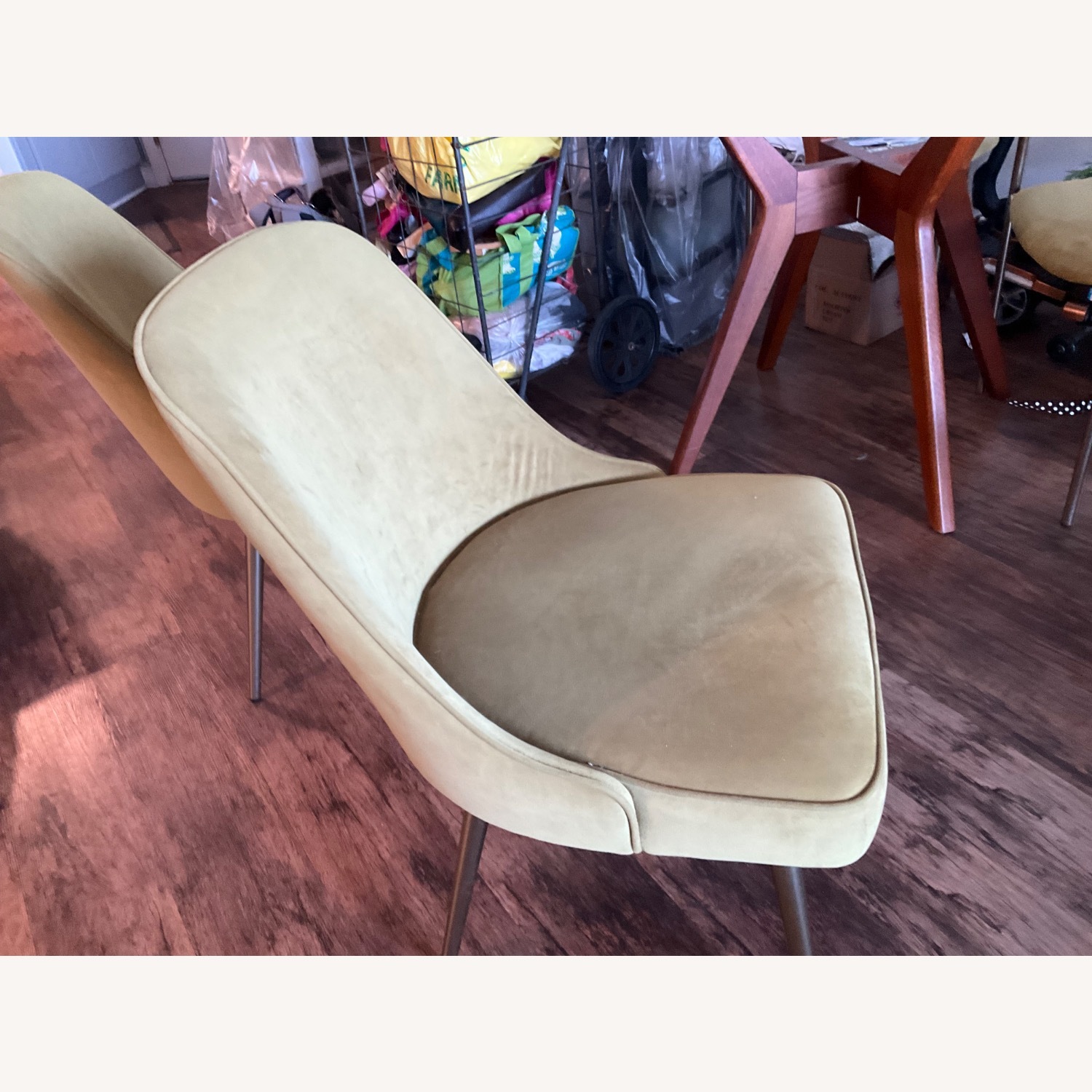 West Elm Lenox Green Velvet Dining Chairs - image-3