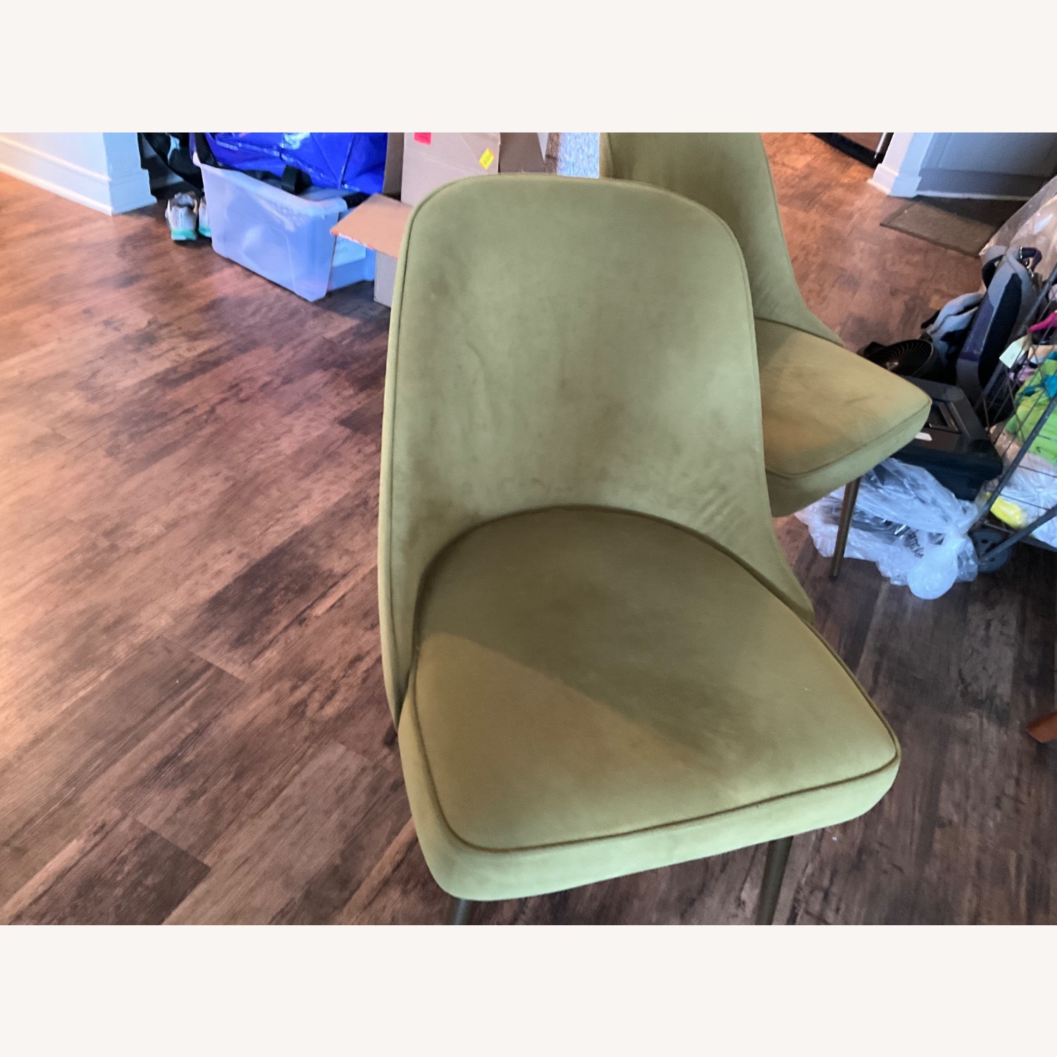 West Elm Lenox Green Velvet Dining Chairs - image-2