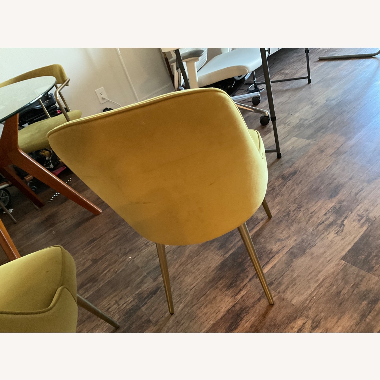 West Elm Lenox Green Velvet Dining Chairs - image-4