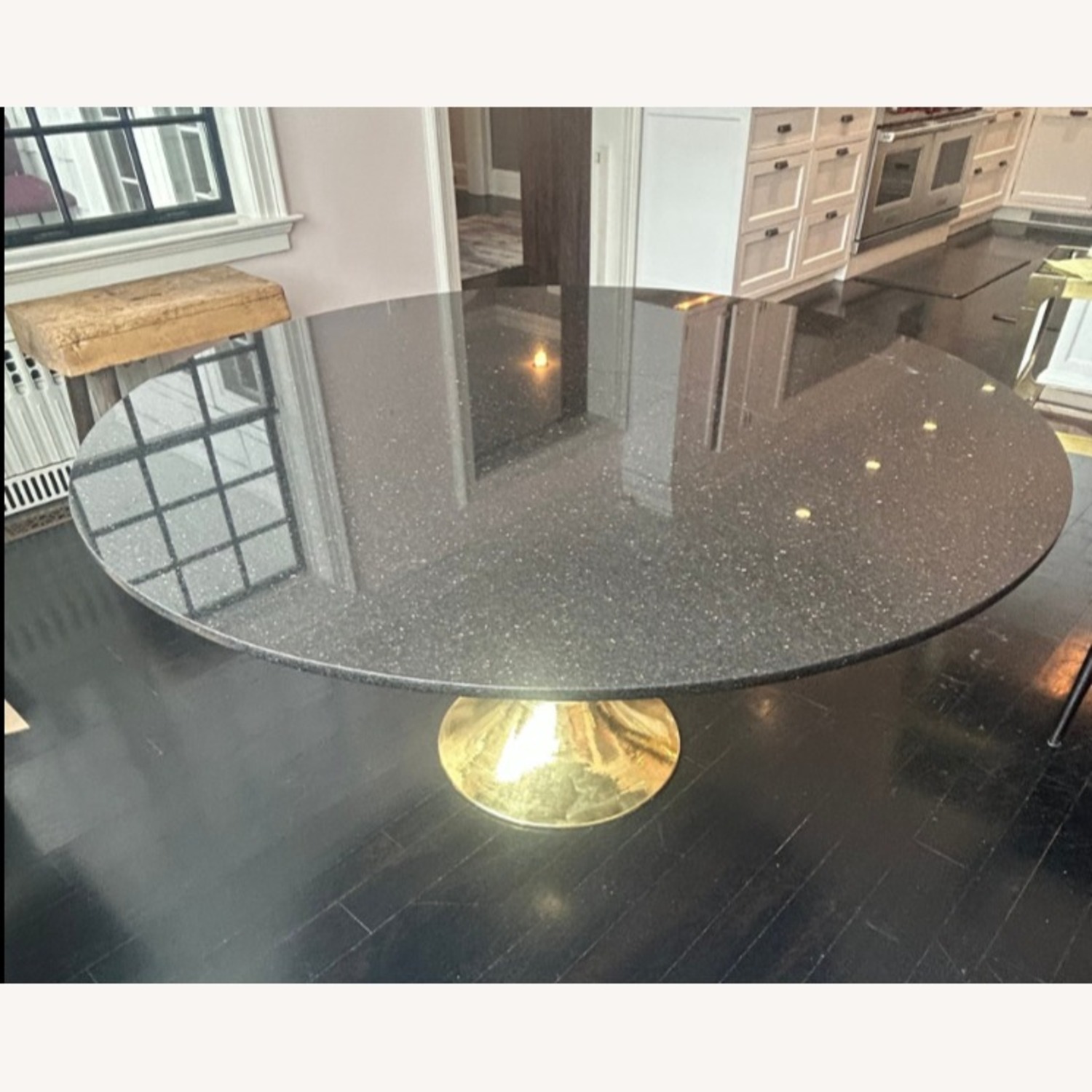 Dakota Black Marble Top Round Dining Table - image-2