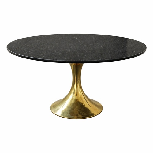 Used Dakota Black Marble Top Round Dining Table for sale on AptDeco