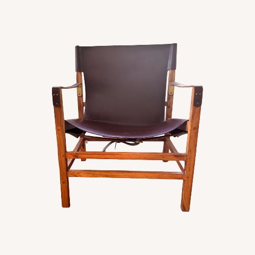Used CB2 Expat Dark Brown Leather Accent Chair for sale on AptDeco