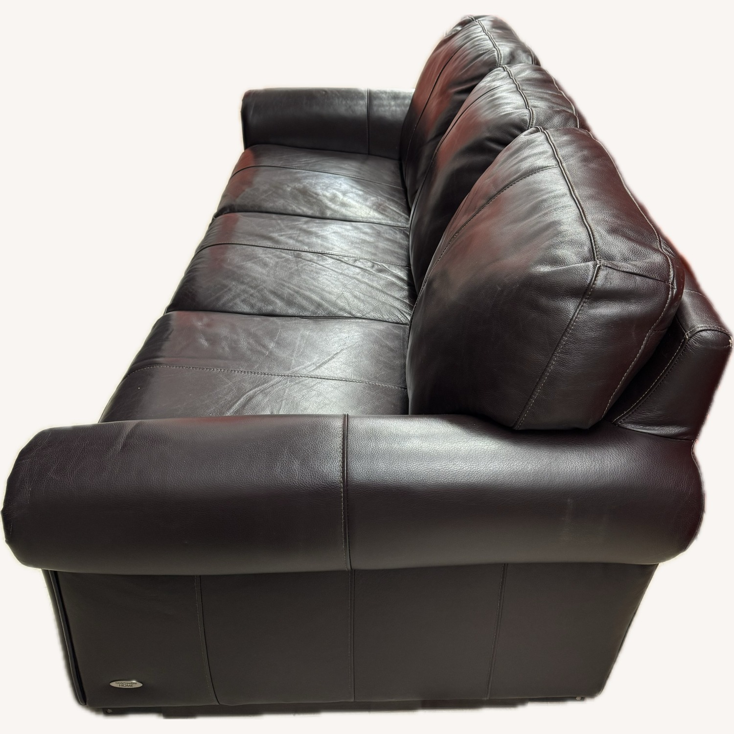 Dark Brown Leather 3+ Seater Sofa - image-2