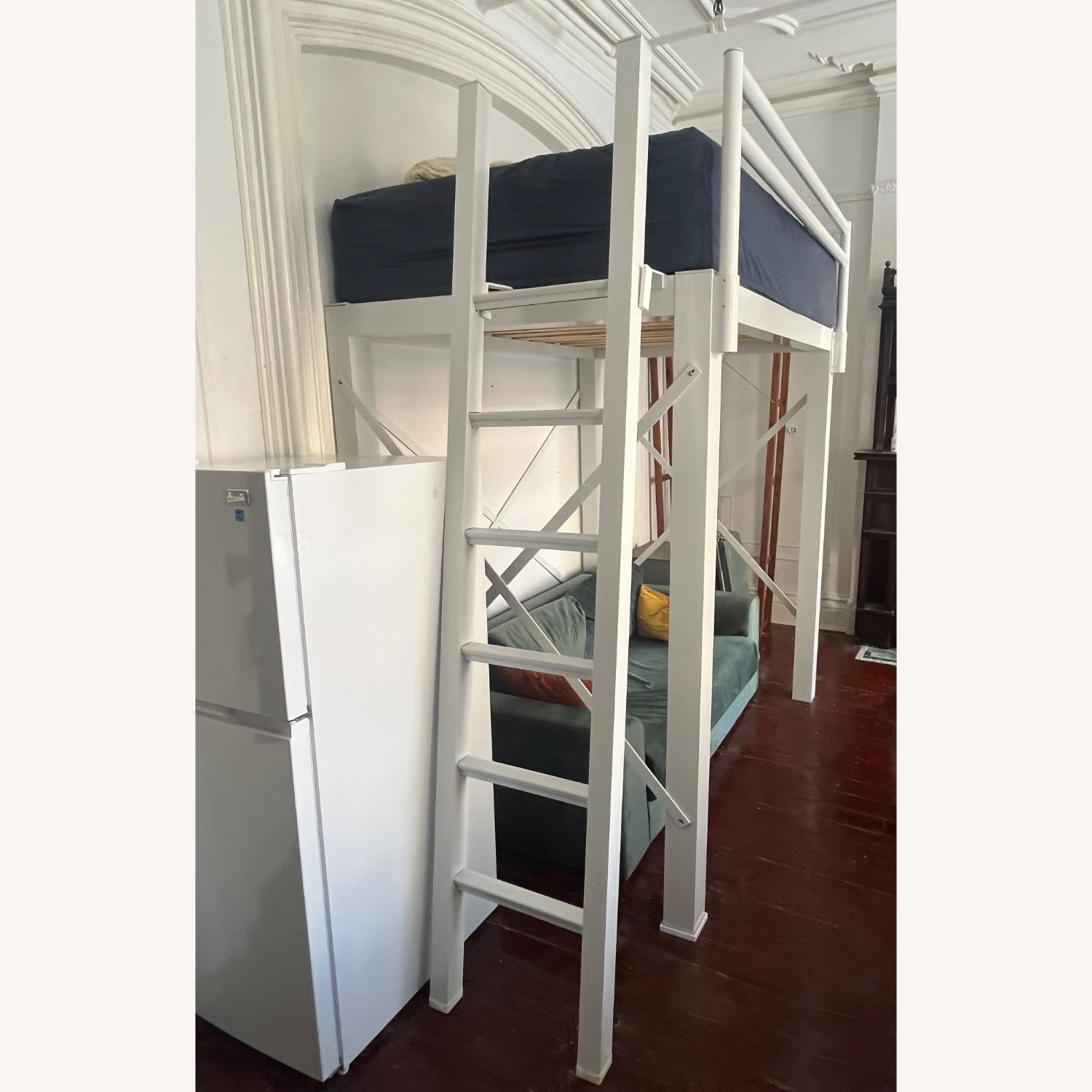 White Metal Full-Size Loft Bed - image-3