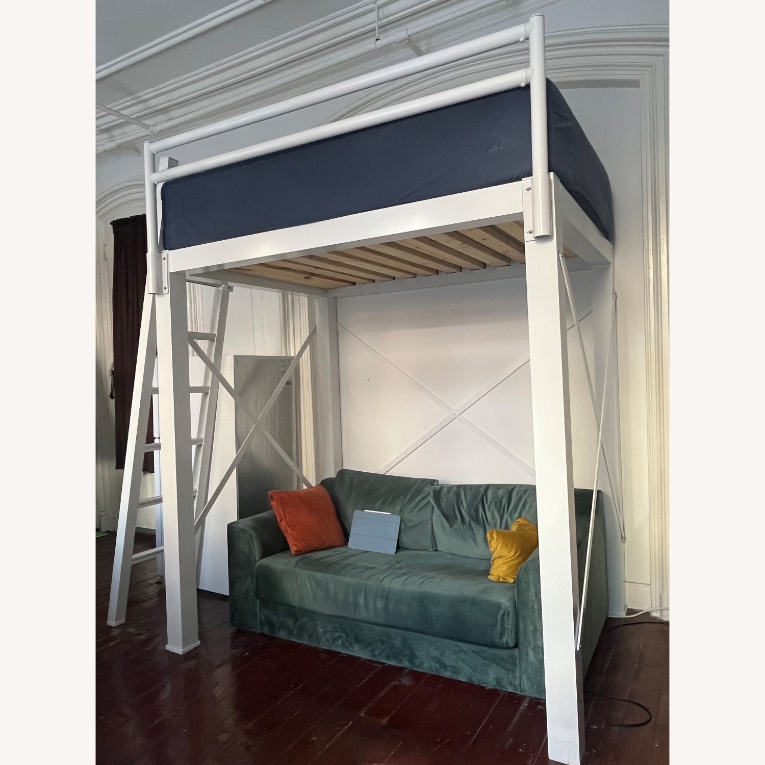 White Metal Full-Size Loft Bed - image-4