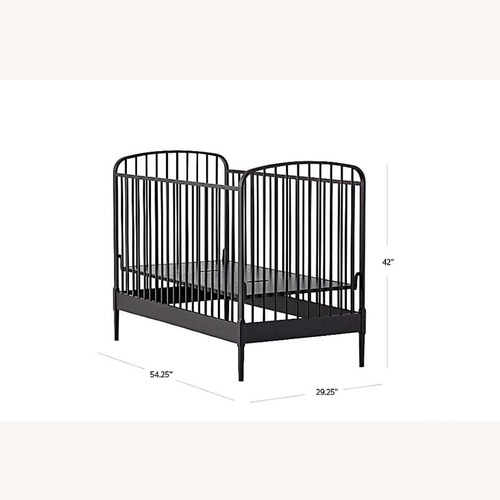 Used Crate & Kids Larkin Black Metal Convertible Baby Crib for sale on AptDeco