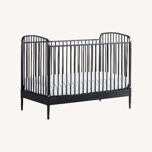 Used Crate & Kids Larkin Black Metal Convertible Baby Crib for sale on AptDeco