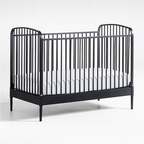 Used Crate & Kids Larkin Black Metal Convertible Baby Crib for sale on AptDeco