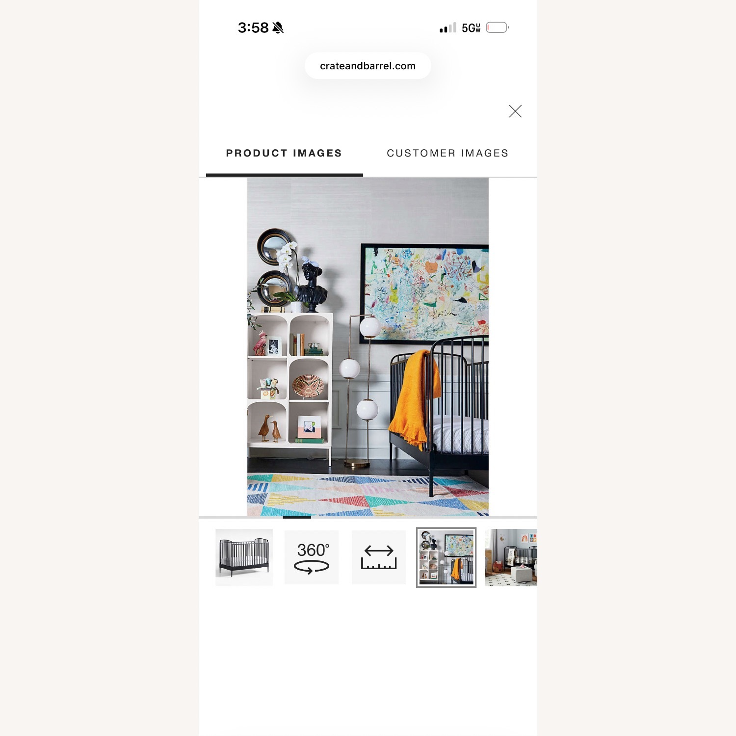 Crate & Kids Larkin Black Metal Convertible Baby Crib - image-3