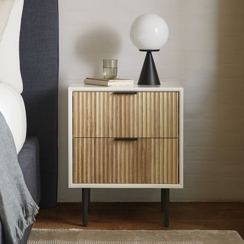 Used West Elm Quinn White Wood Nightstands for sale on AptDeco