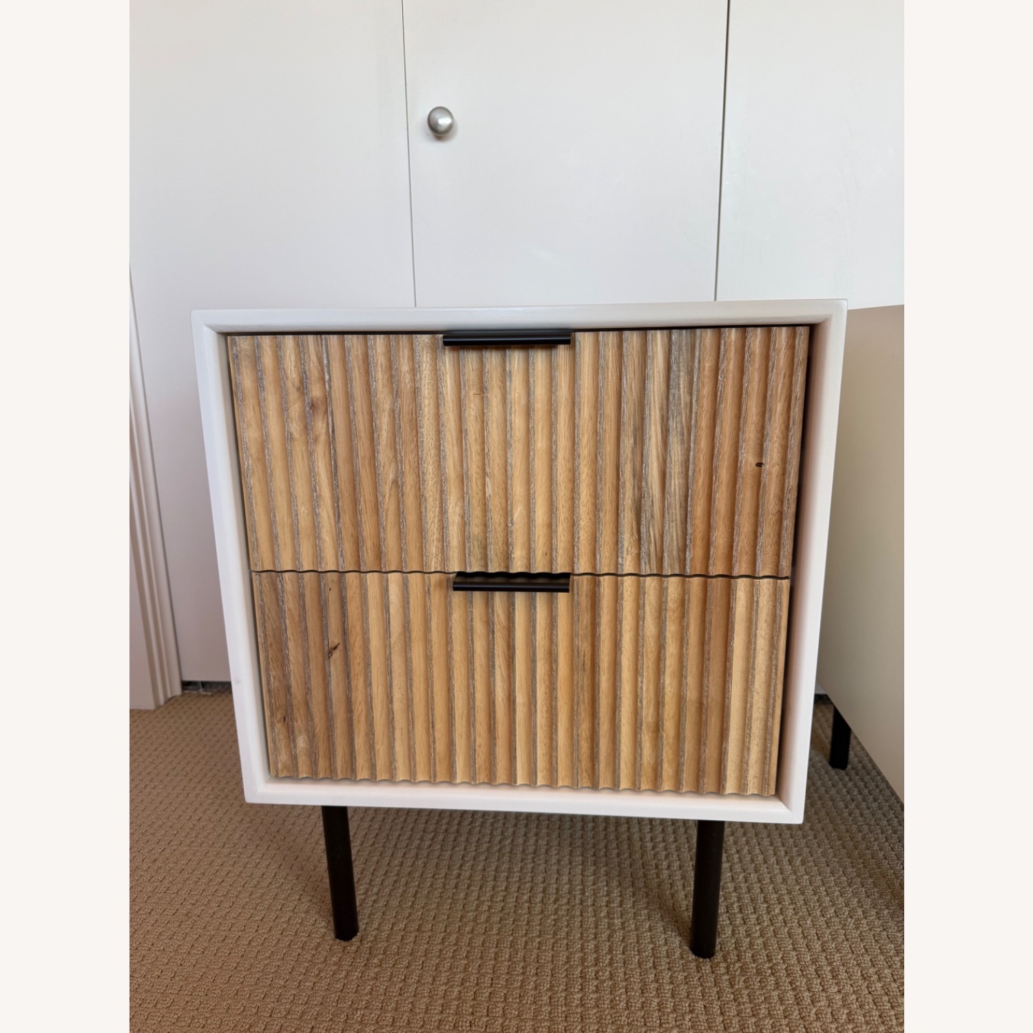 West Elm Quinn White Wood Nightstands - image-2