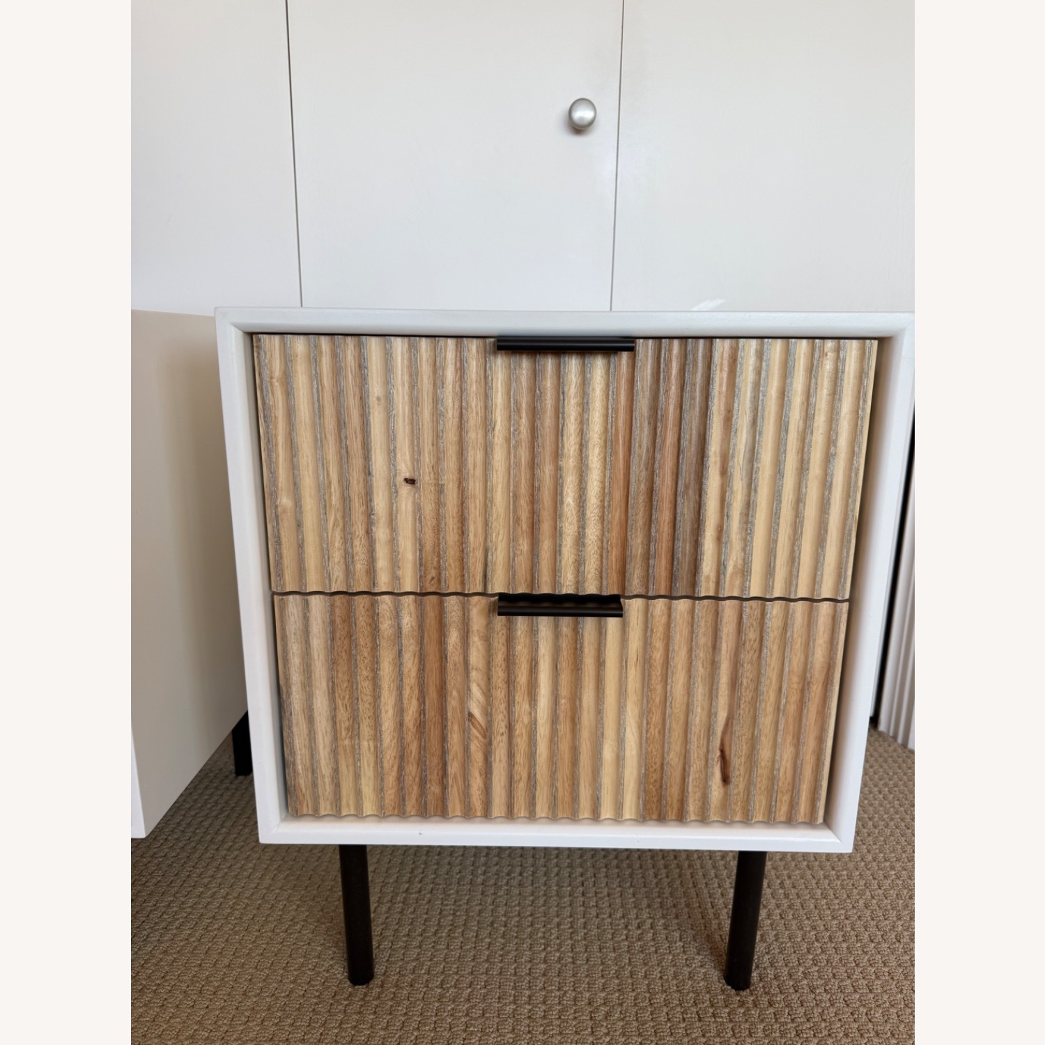 West Elm Quinn White Wood Nightstands - image-3