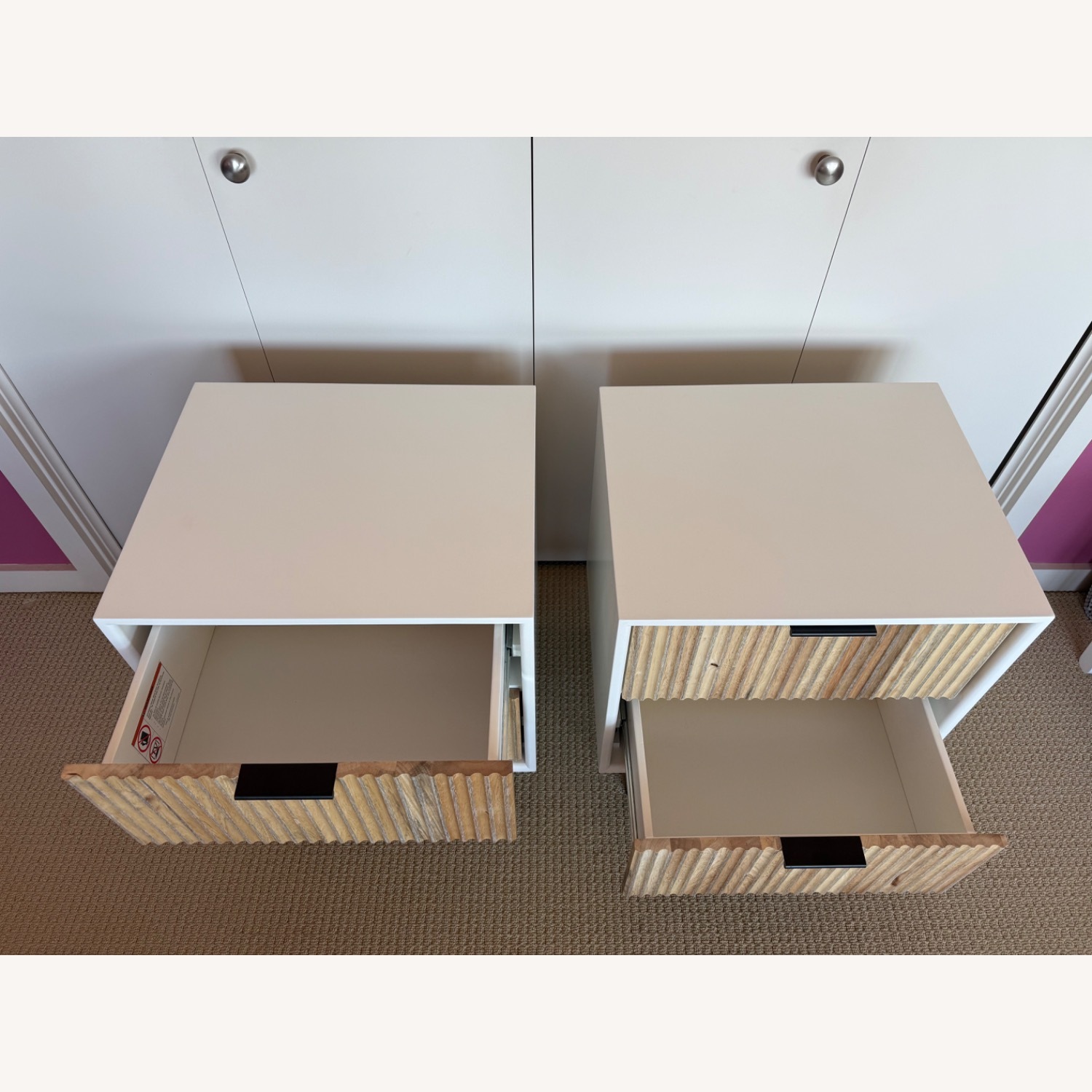 West Elm Quinn White Wood Nightstands - image-4