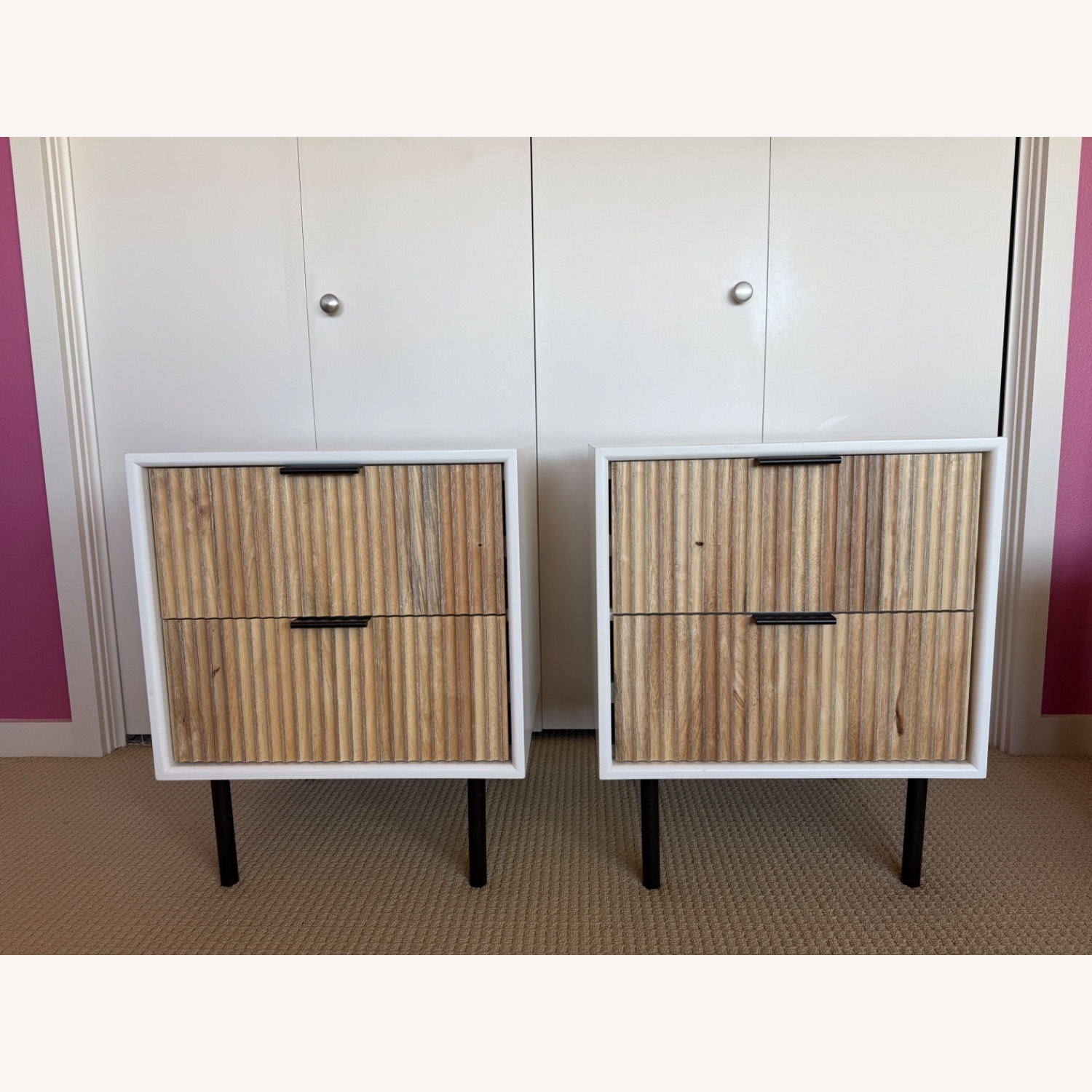 West Elm Quinn White Wood Nightstands - image-5