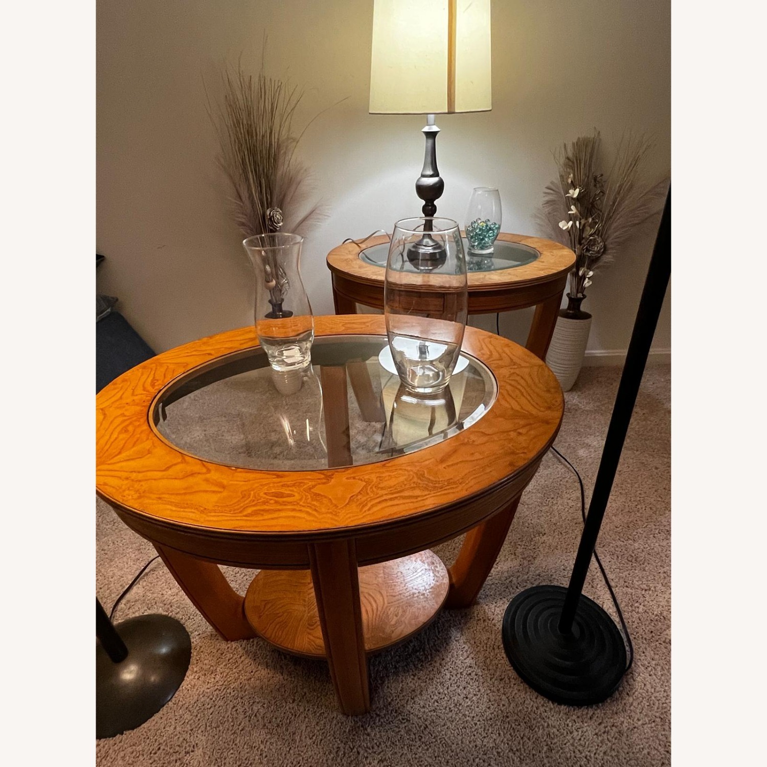 Vintage/Antique Natural Wood Side Tables - image-1