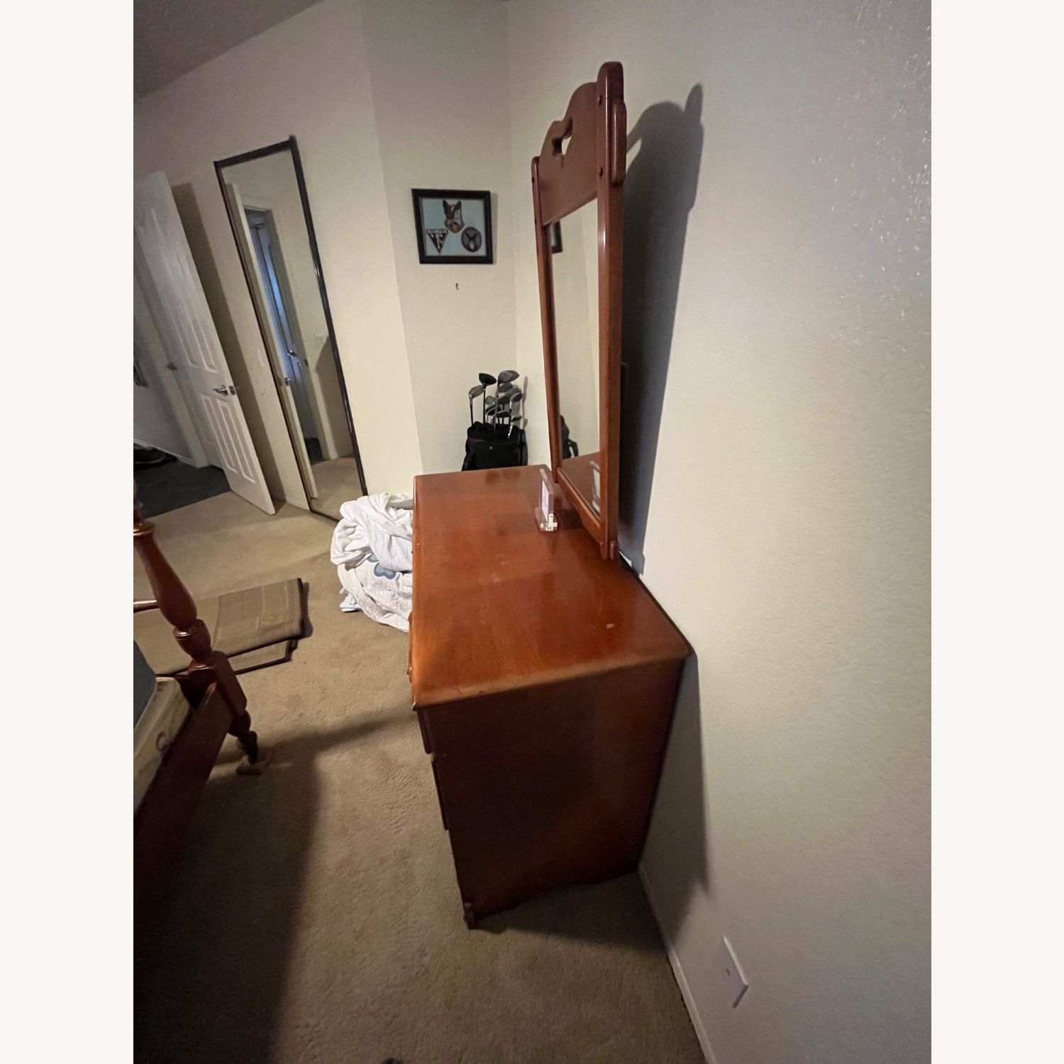 Light Brown Dresser with Mirror - image-2