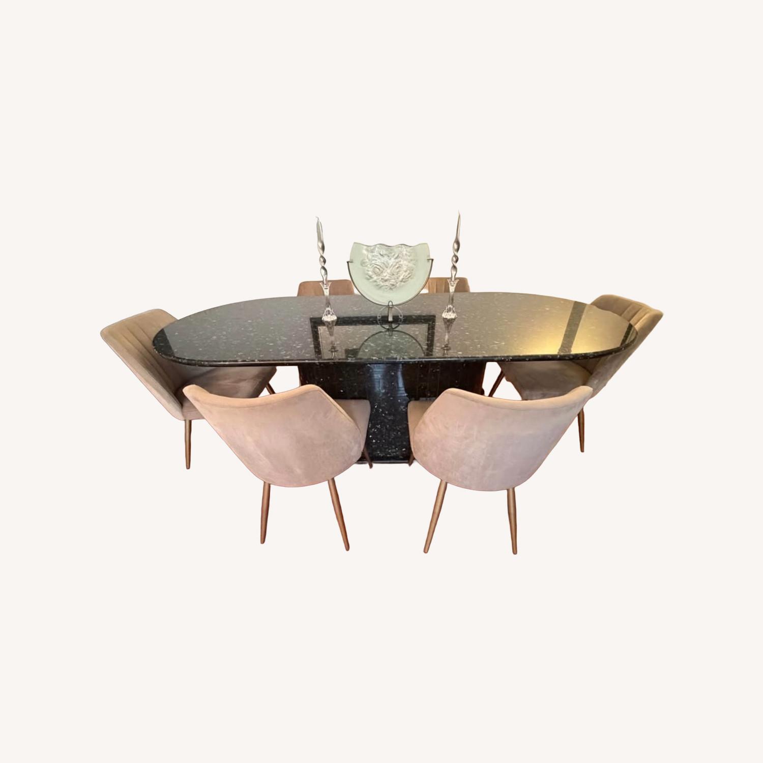 7-1/2 Foot Black Granite Dining Table Seats 8 - image-8