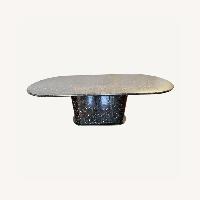 7-1/2 Foot Black Granite Dining Table Seats 8