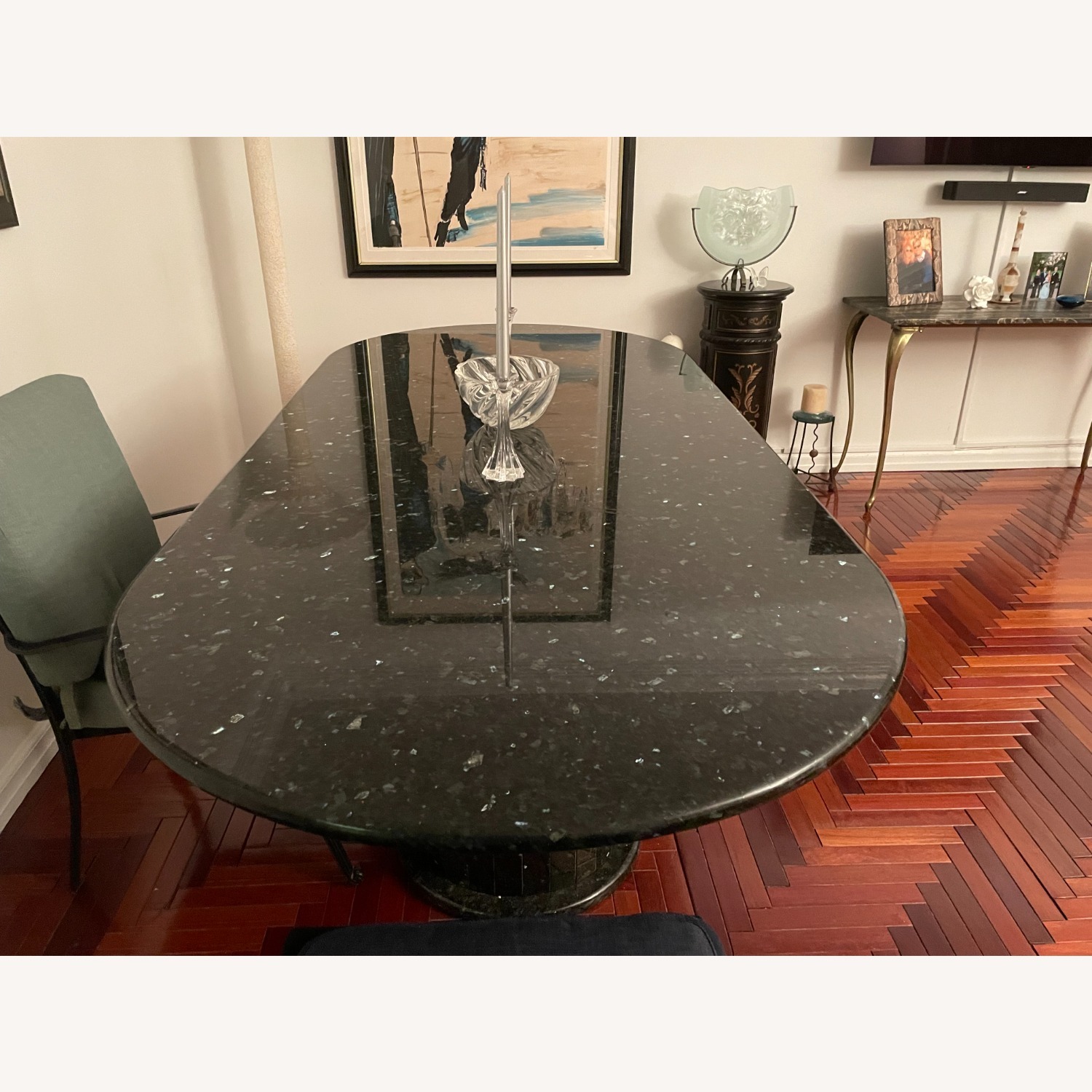 7-1/2 Foot Black Granite Dining Table Seats 8 - image-3