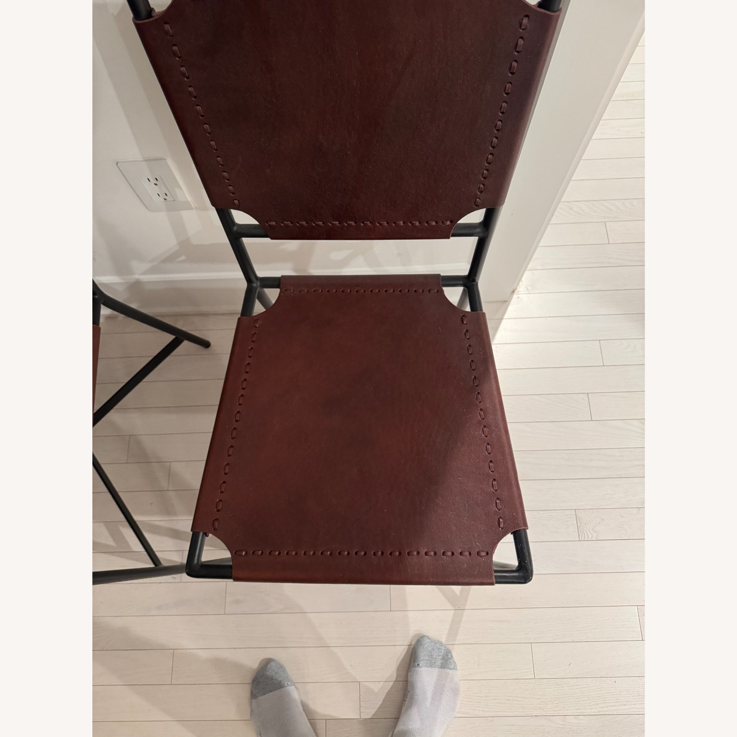 Crate & Barrel Dark Brown Leather Dining Chairs - image-4