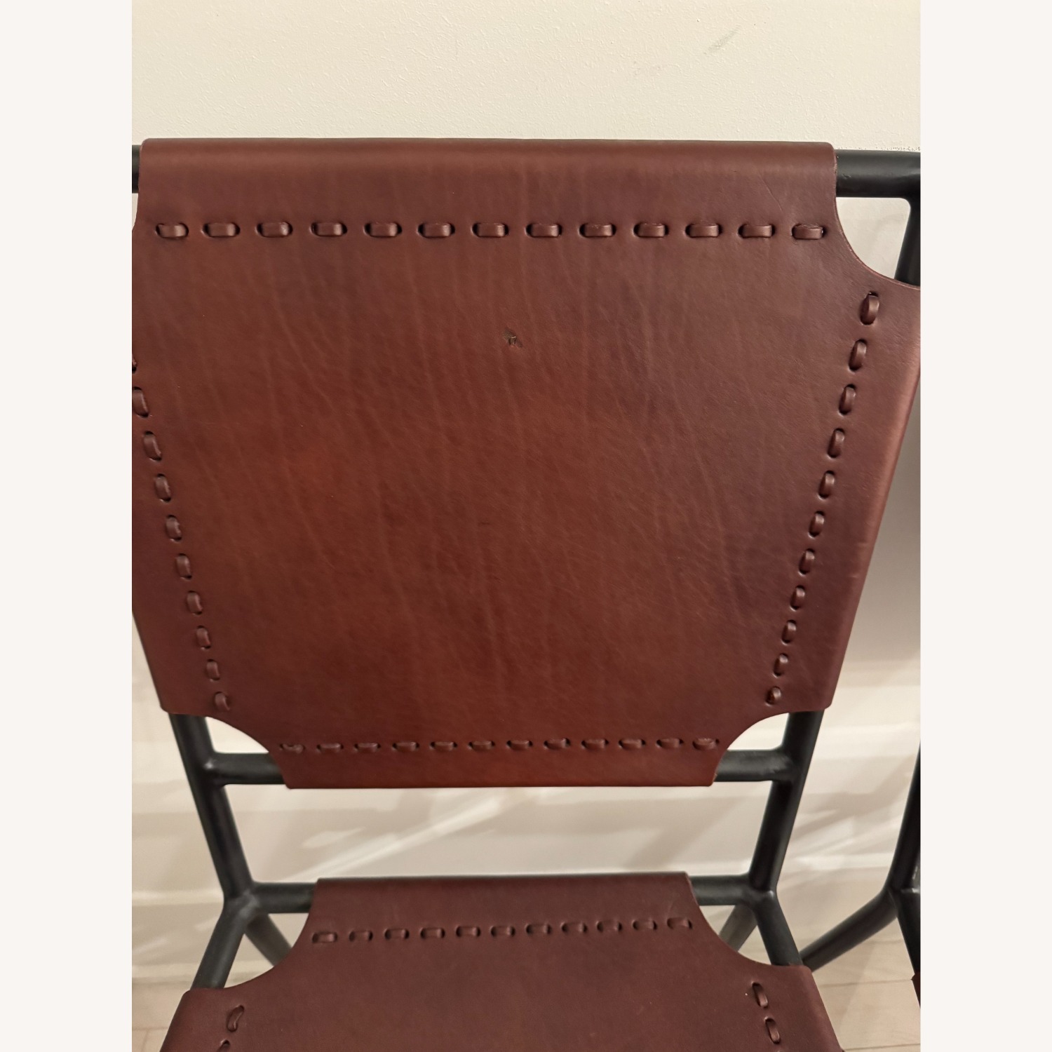 Crate & Barrel Dark Brown Leather Dining Chairs - image-3