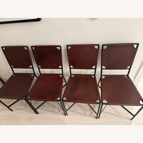 Used Crate & Barrel Dark Brown Leather Dining Chairs for sale on AptDeco