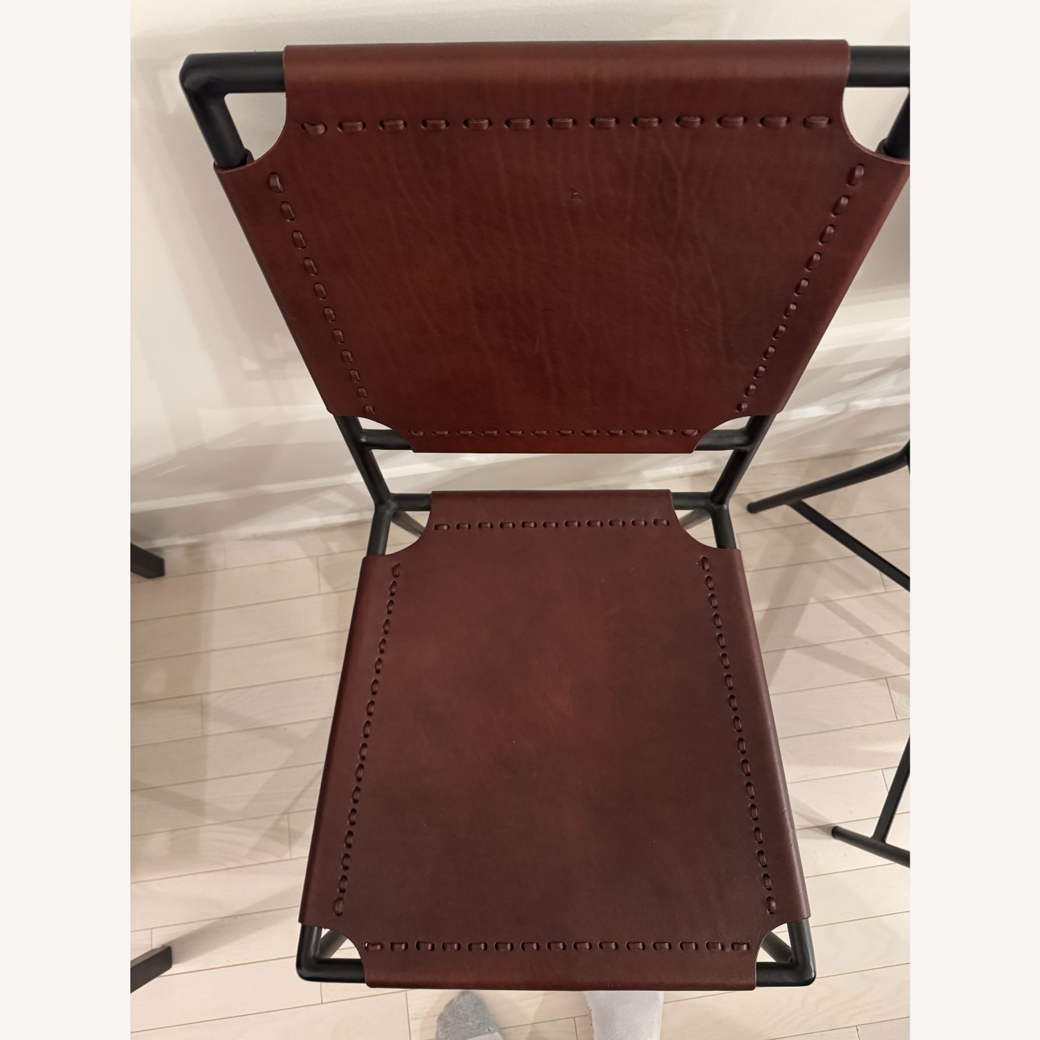 Crate & Barrel Dark Brown Leather Dining Chairs - image-6