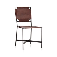 Crate & Barrel Dark Brown Leather Dining Chairs