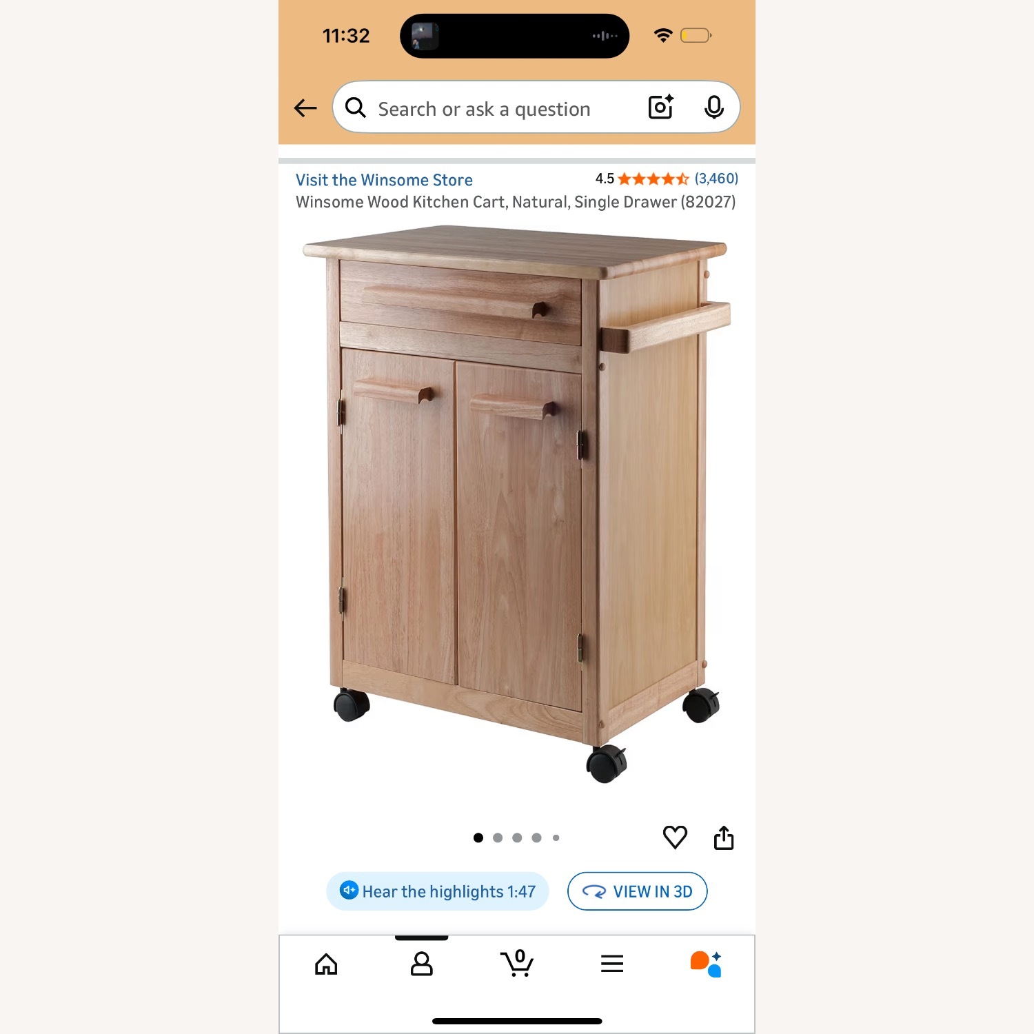 Winsome Wood Natural Wood Bar Cart - image-9