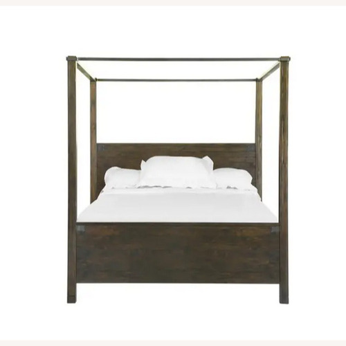 Used Magnussen Dark Brown Queen Canopy Bed for sale on AptDeco