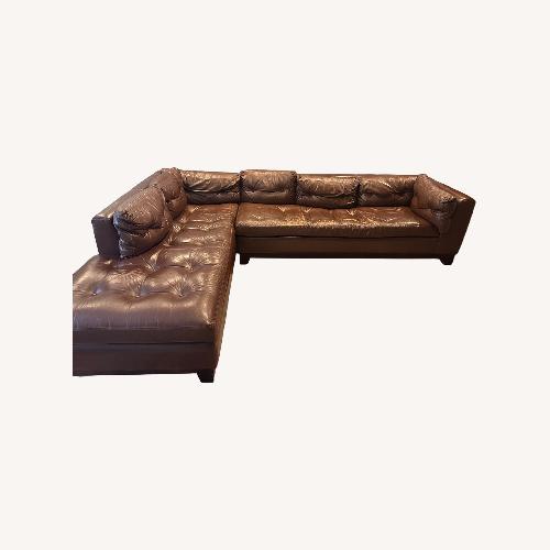 Used Arhaus Garner Dark Brown Leather 2 Piece Sectional for sale on AptDeco