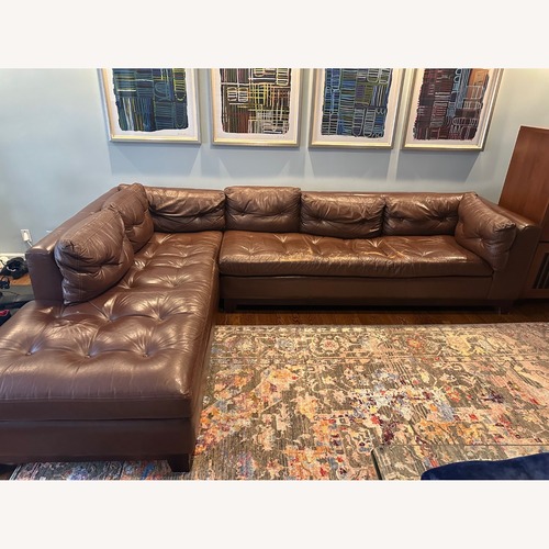 Used Arhaus Garner Dark Brown Leather 2 Piece Sectional for sale on AptDeco