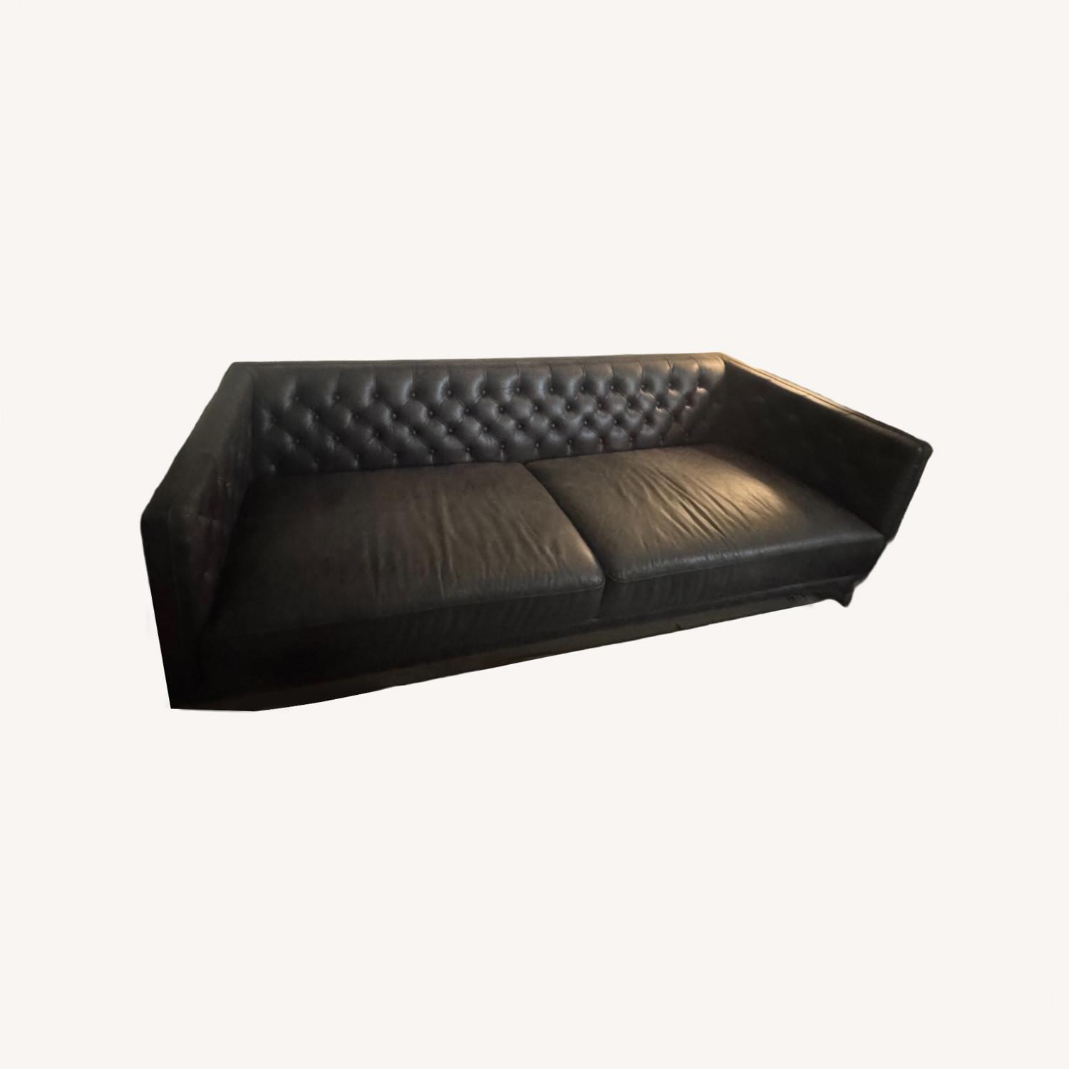 Dark Gray Leather 3+ Seater Sofa - image-0