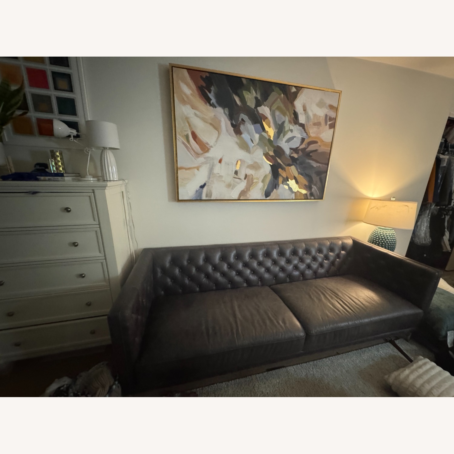 Dark Gray Leather 3+ Seater Sofa - image-1