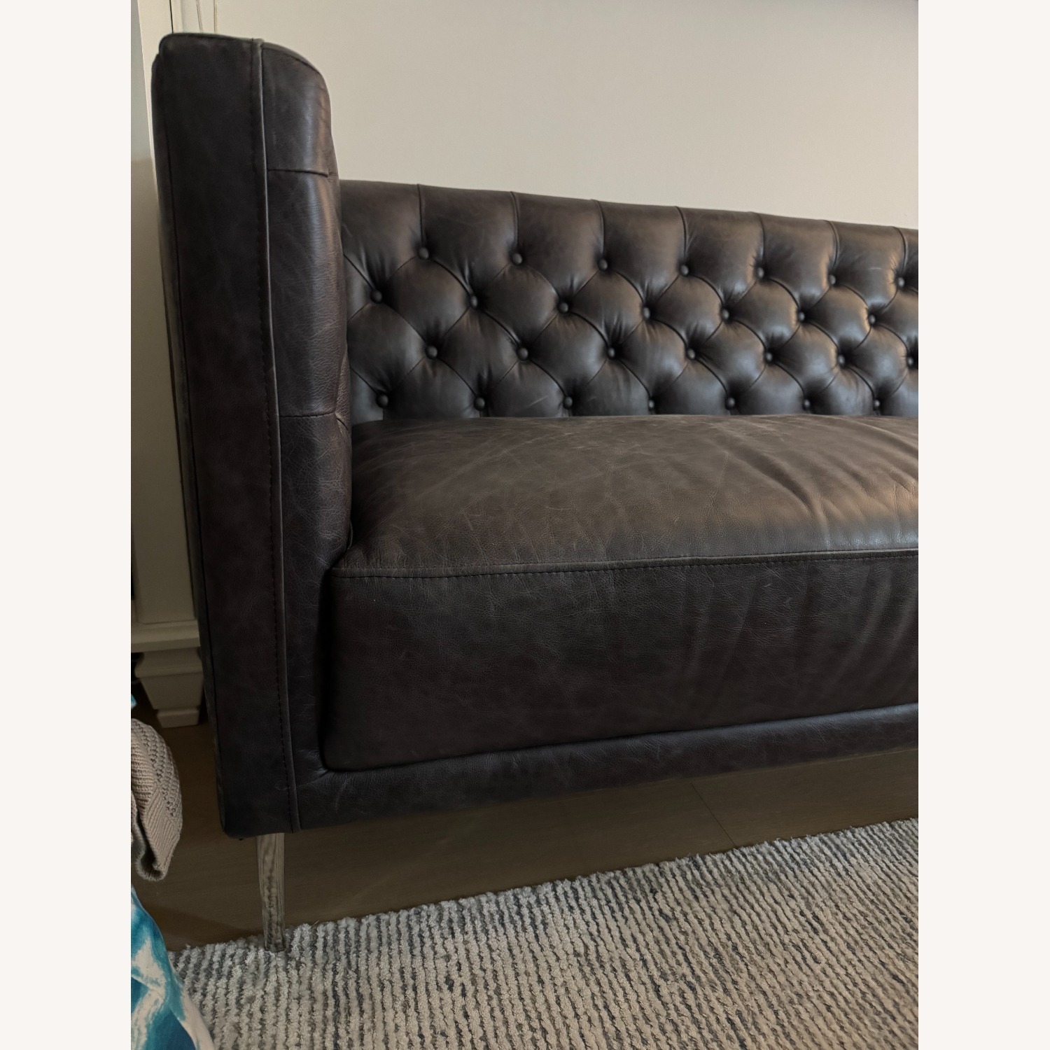 Dark Gray Leather 3+ Seater Sofa - image-3