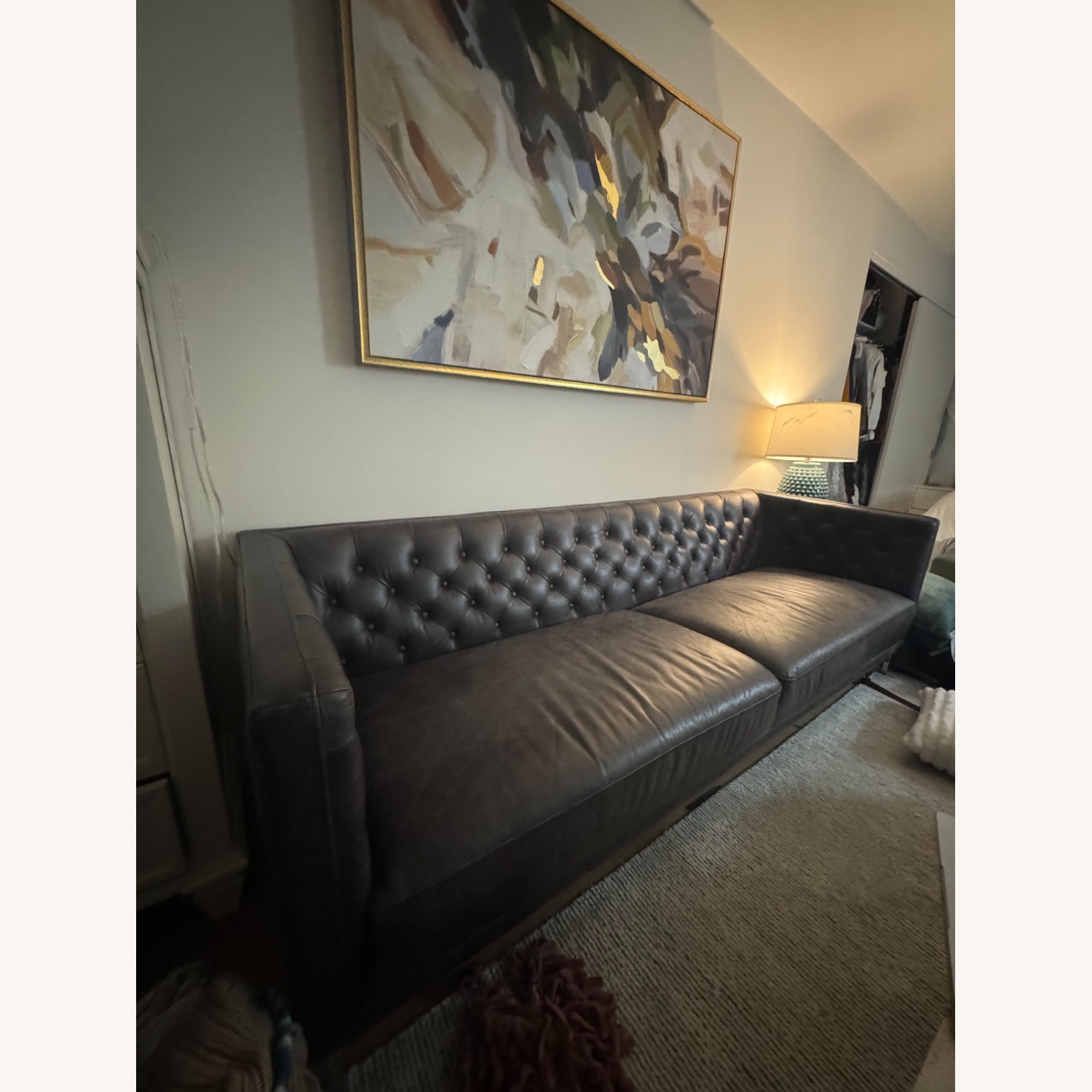 Dark Gray Leather 3+ Seater Sofa - image-2