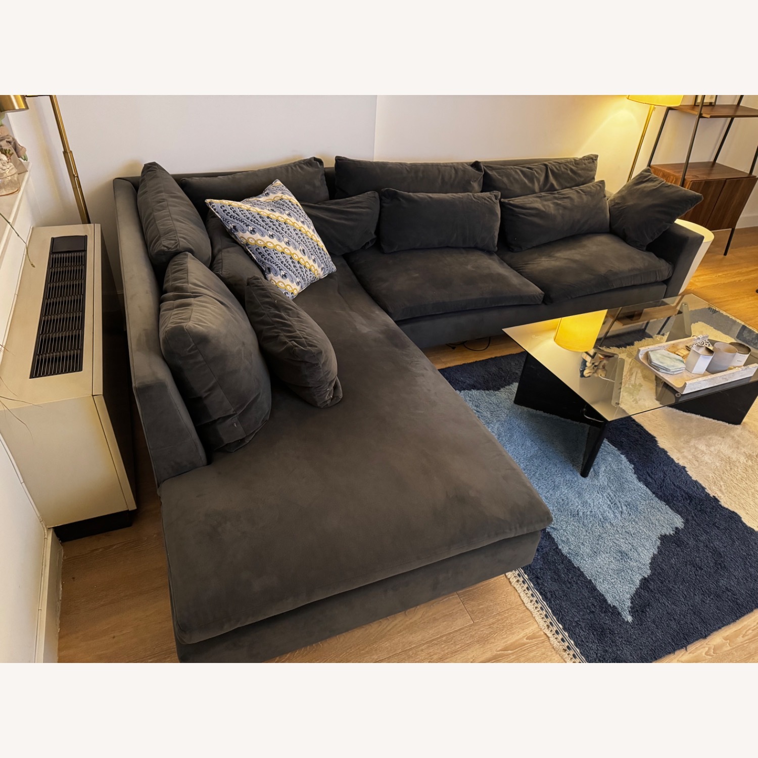 West Elm Velvet 2 Piece Sectional - image-3