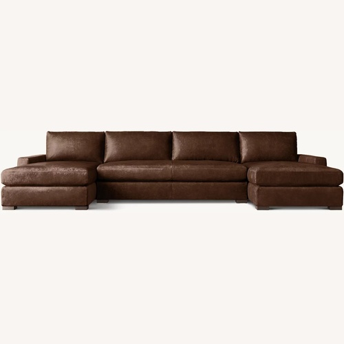 Used Restoration Hardware Leather Maxwell 3pc Sectional for sale on AptDeco