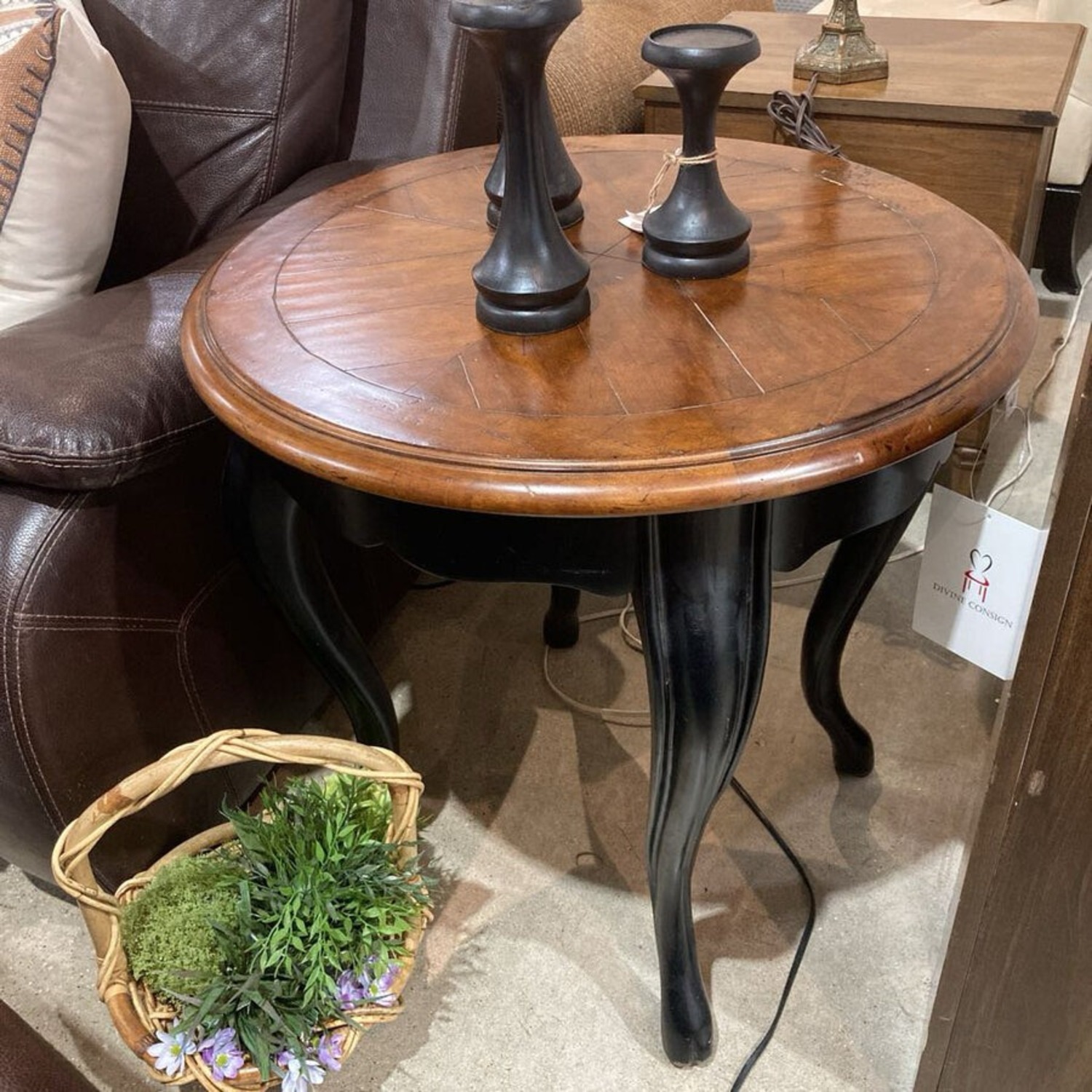 Traditional Solid Wood Parquet Side Table - image-1