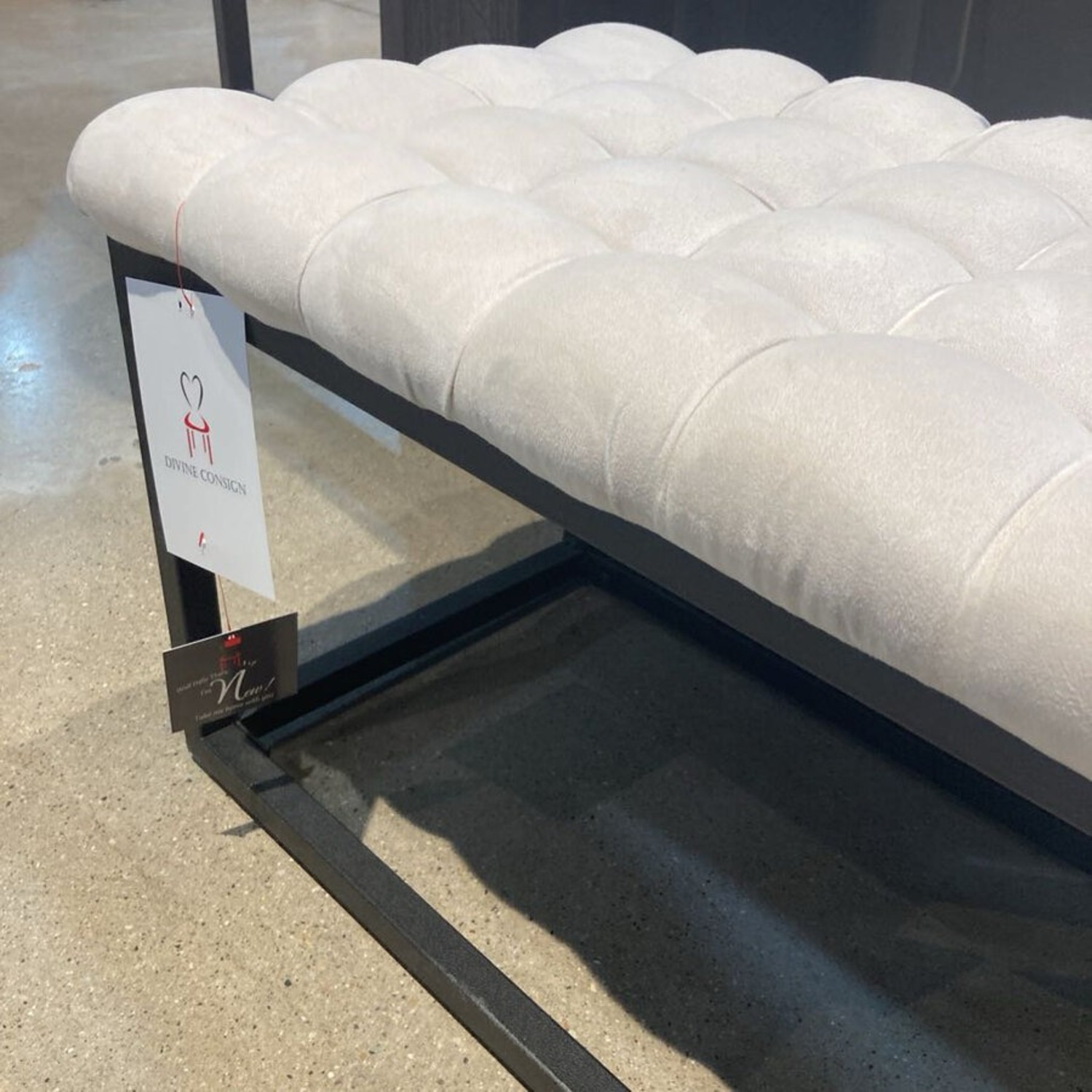 Velour Quilted Top Metal Base Bench - image-3