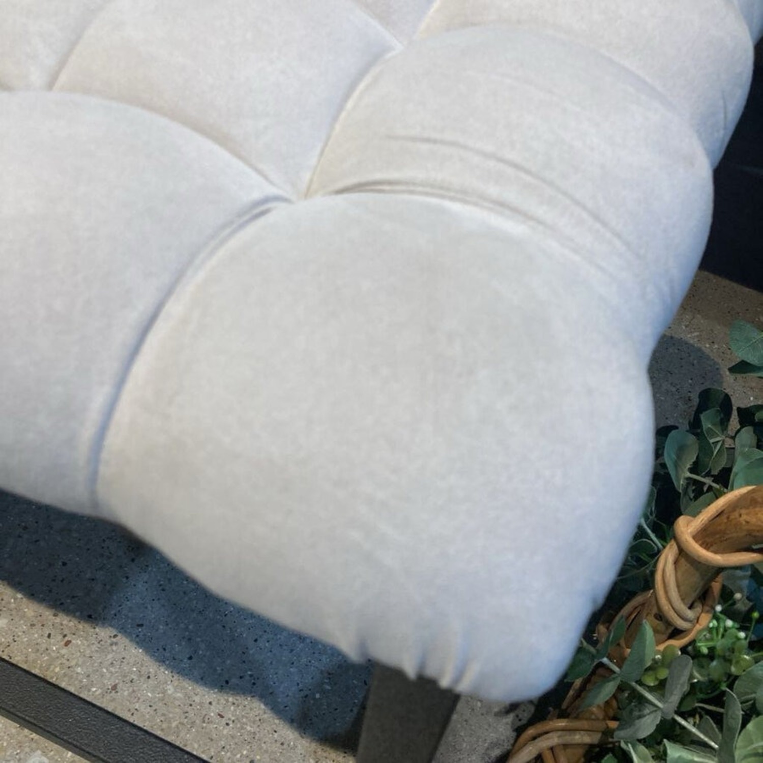 Velour Quilted Top Metal Base Bench - image-5