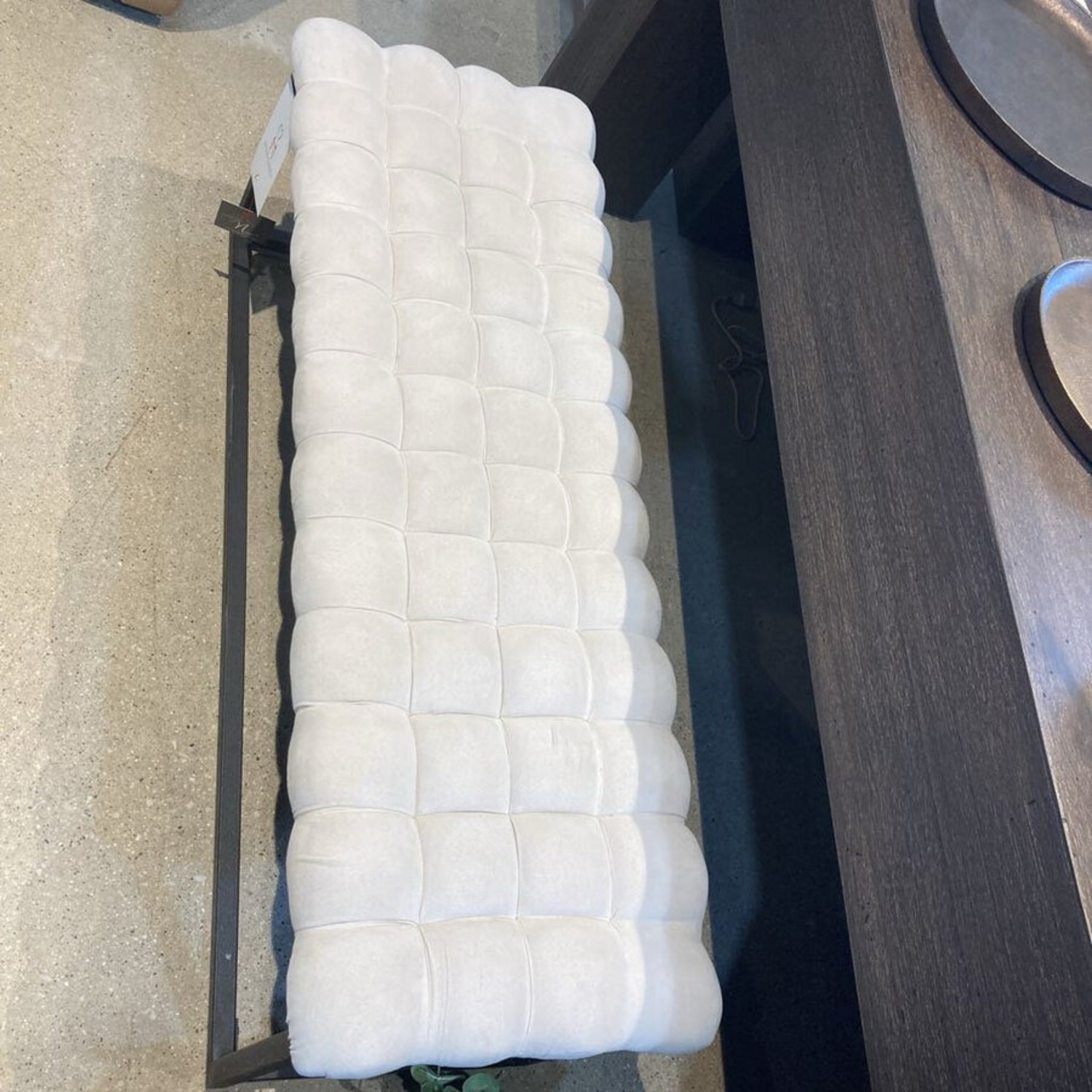 Velour Quilted Top Metal Base Bench - image-4