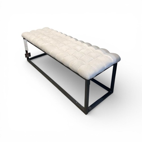 Used Velour Quilted Top Metal Base Bench for sale on AptDeco